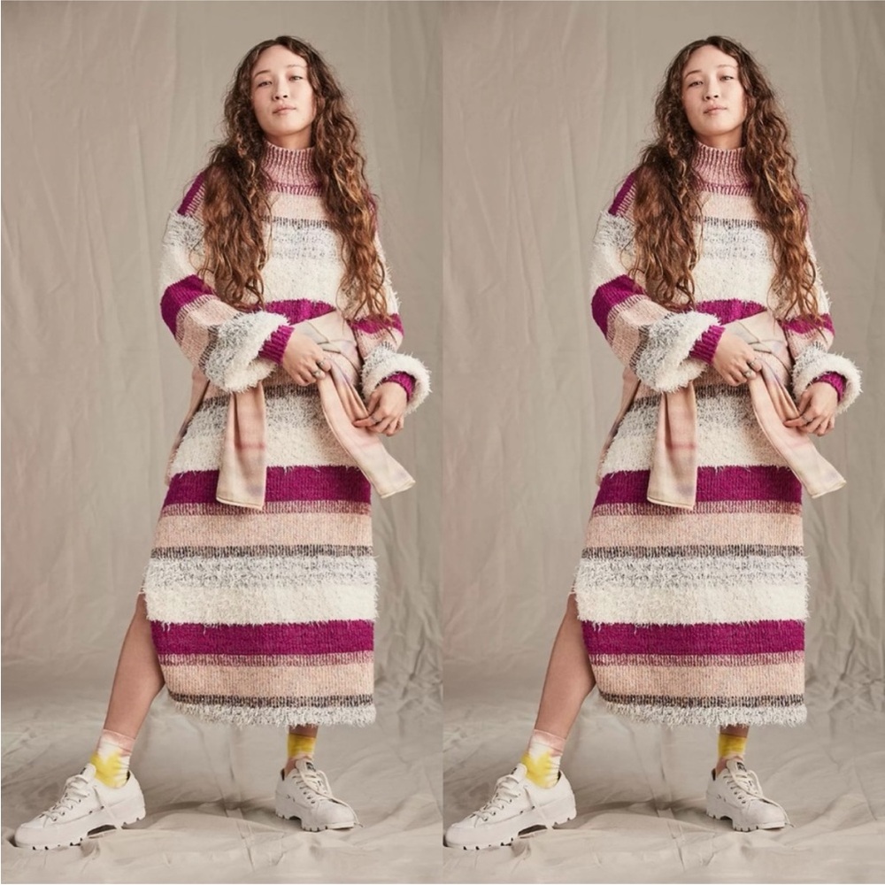 Free People Making Waves Striped Knit Sweater Dress